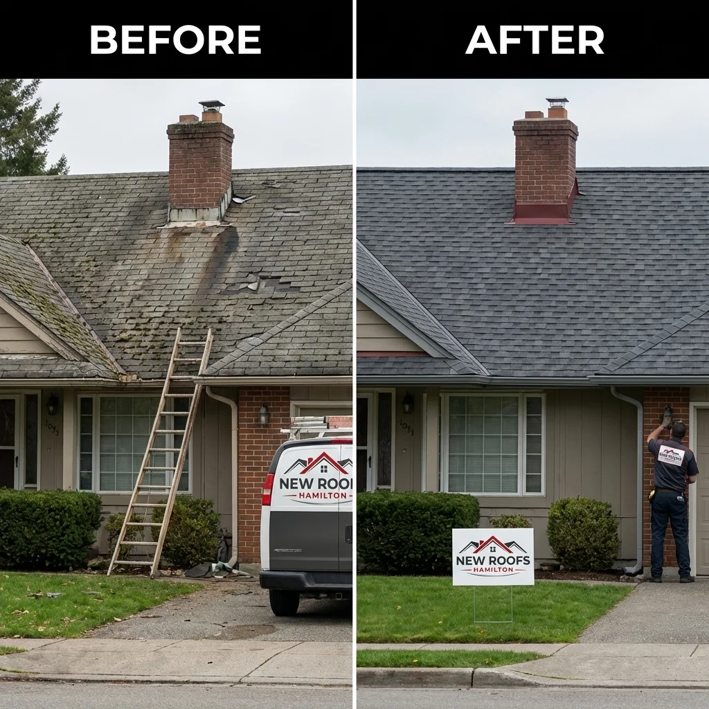 New Roofs Hamilton before and after roof replacement